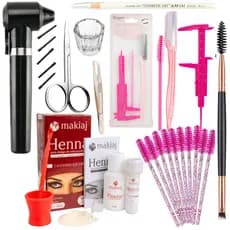 Kit Sobrancelha PROFISSIONAL Henna Makiaj + Mixer + Navalha + Paquímetro + Tesoura + Pincel + Dappen + Lápis + Escovinha