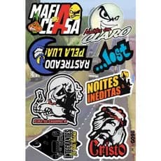 1 Cartela de Adesivos: Moto - Carro - Caderno - Caminhão - Bicicleta - Modelo G098