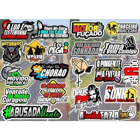 1 Mega Cartela de Adesivos: Bicicleta - Moto - Caminhão - Carro - Caderno - Modelo G097
