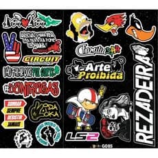 1 Super Cartela de Adesivos: Bicicleta - Moto - Caminhão - Carro - Caderno - Modelo G085