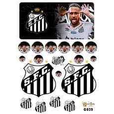 1 Super Cartela de Adesivos - Time de Futebol Santos - Neymar  - 19 Adesivos