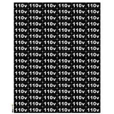 1 CARTELA DE ETIQUETA ADESIVAS PARA IDENTIFICAÇÃO DE VOLTAGEM 110V - 108 UNIDADES