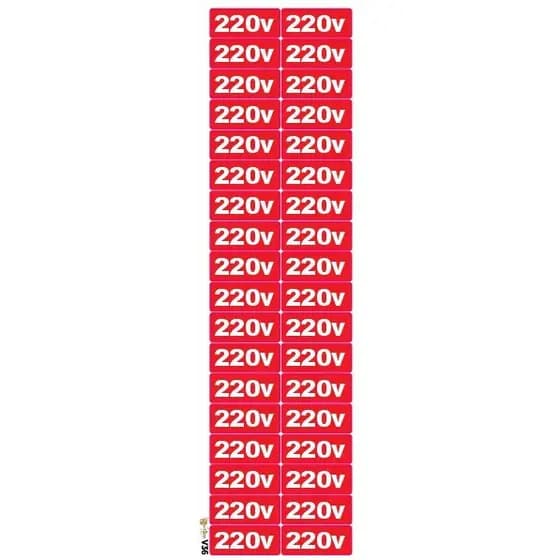 1 CARTELA DE ETIQUETA ADESIVA PARA IDENTIFICAÇÃO DE VOLTAGEM TOMADA 220V - 36 UNIDADES