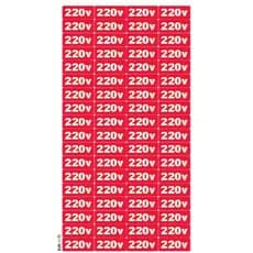 1 CARTELA DE ETIQUETA ADESIVAS PARA IDENTIFICAÇÃO DE VOLTAGEM 220V - 72 UNIDADES