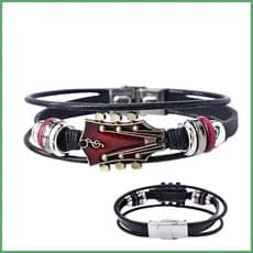 Pulseira De Guitarra Punk Forma Artesanal Trançada Multi-Camada Moda Jóias Para Música chenhombr