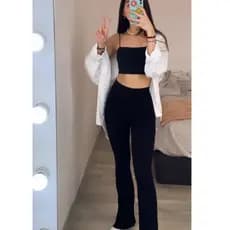 Kit 2 Legging Flare feminina boca de sino suplex Legging bailarina