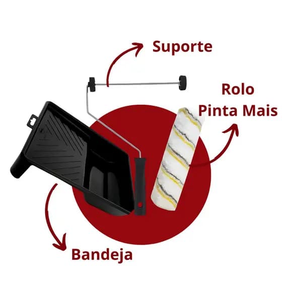 Rolo + Suporte + Bandeja Kit Pintura 3 peças Parede Multiuso Econômico Rolo De Pintura Para Parede