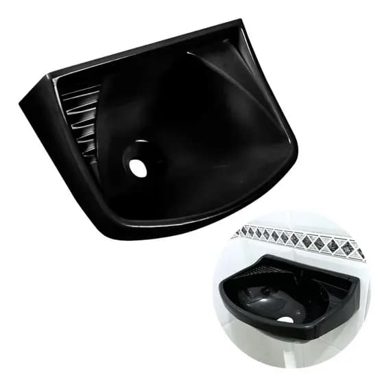 Pia Lavatório Plástico Sem Coluna 4,8 Litros Preto Astra 36x26cm Prático Resistente Banheiro Lavabo