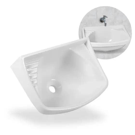 Pia Lavatório Plástico Sem Coluna 4,8 Litros Branco Astra 36x26cm Resistente Banheiro Lavabo