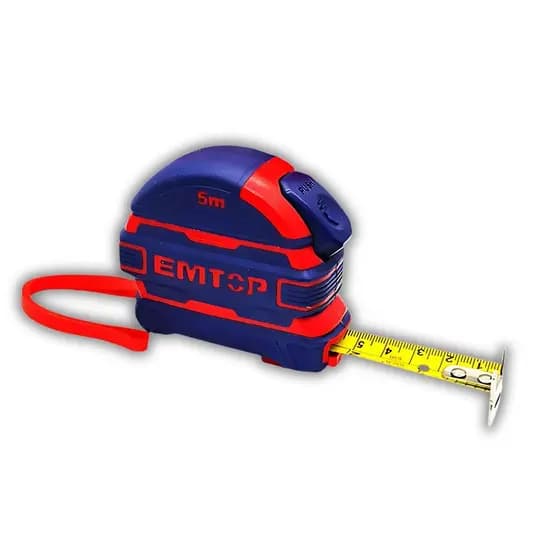 Trena Fita Métrica Emborrachada EMTOP 5m x 19mm Trava Ferramenta Profissional Construção