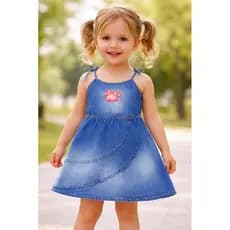 vestido infantil jeans, vestido Minnie, roupa infantil feminina, vestido bebê menina, vestido jeans leve