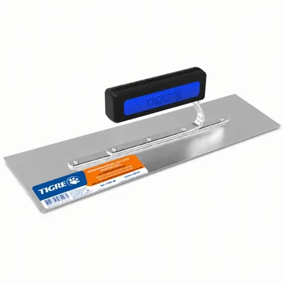 Desempenadeira Aço Inox Tigre 12cmx35cm Cabo Aberto Massa Corrida Massa Acrílica Gesso Pedra Natural Grafiato Efeitos