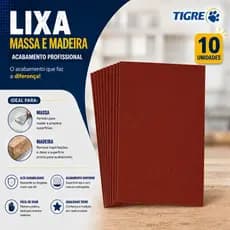 Kit 10 Lixas Para Massa Madeira Parede Grão 60 ao 220 Tigre