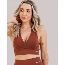 Top Fitness Feminino Decote V Aberto Alta Sustentação Suplex Academia Conforto Premium RL Fitness