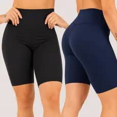 Kit 2 Bermudas Ciclista Feminina Cintura Alta Modeladora RL Fitness