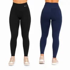Kit 2 Leggings Feminina Academia Cintura Alta RL Fitness Zero Transparência Modela Corpo Premium