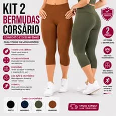 Kit 2 Corsários Bermuda Fitness RL Fitness Ideal para Treino, Caminhada Academia Treino Não Marca