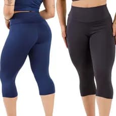 Kit 2 Bermudas Corsário Fitness Feminina Cintura Alta  Confortável, Modeladora e Ideal para Academia