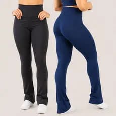 Kit 2 Calças Flare Fitness Feminina  Suplex Cintura Alta Modeladora Academia Não Transparente Premium