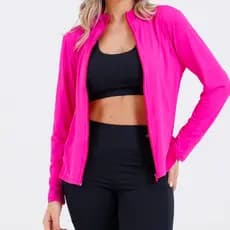 Jaqueta Fitness Feminina Poliamida Premium Modeladora Não Transparente UV50  Tecnologia Premium