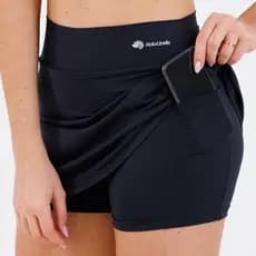 Short Saia Fitness Feminino com Bolso em Poliamida  Zero Transparência, Conforto e Secagem Rápida