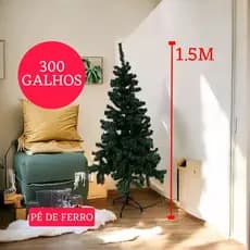Arvore Natal Luxo Verde Artificial Altura150cm Base Metal 380 Galhos Realistas Decoracao Natalina