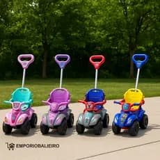Carrinho Passeio Pedal Quadriciclo Kendy Infantil Dog C/ Haste 1a3 anos até 35Kg  Menina Menino 2em1