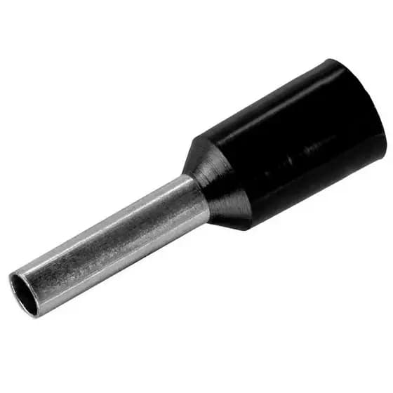 Terminal Tubular Ilhós 1,5mm Preto Pré Isolado 100 Unidades