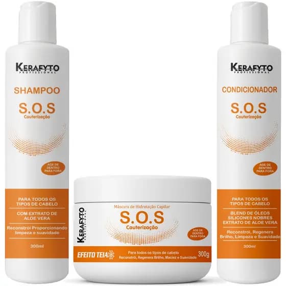✨ Kit SOS Cauterização Kerafyto Profissional - Reconstrução para cabelos quimicamente tratados