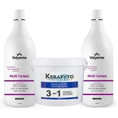 Kit Shampoo e Condicionador - Multi Cereais 3 em 1 Profissional 1L + 1200g Hidratação Reconstrução
