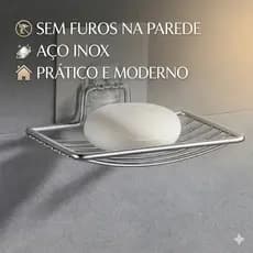 Saboneteira Inox De Parede Sem Furo Autocolante Porta Sabonete Banheiro Cozinha