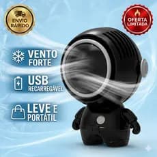 Mini Ventilador Astronauta Portátil USB Recarregável Sem Fio Silencioso 3 Velocidades