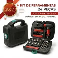 Kit De Ferramentas 24 Peças Com Lanterna LED Maleta Completa Para Casa Carro Reparos Domésticos
