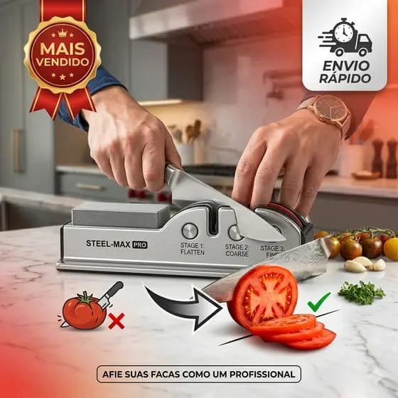 Amolador Afiador de Facas Profissional Aço Inox Manual Cozinha Tesoura Facão Canivete