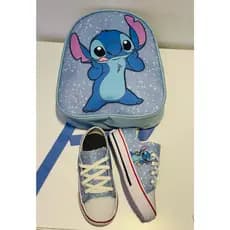 Kit Mochila e tênis infantil feminino tênis stitch tenis escolar infantil menina tenis infantil menino