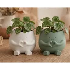 Vaso Decorativo com Rostinho e Mãos em Formato de Coração – Ideal para Suculentas e Plantas Pequenas
