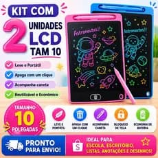 KIT COM 2 LOUSA MAGICA 10 polegadas Infantil Tablet Magico Grande Digital Lousa Para Desenho