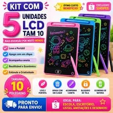 Kit 5 Lousa Mágica Tela grande Lcd Tablet Infantil De Escrever E Desenhar 10 Polegadas brinquedo infantil