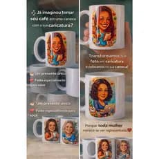 Caneca de Porcelana 325ml Personalizada com Foto, Nome, Caricatura ou Arte Exclusiva