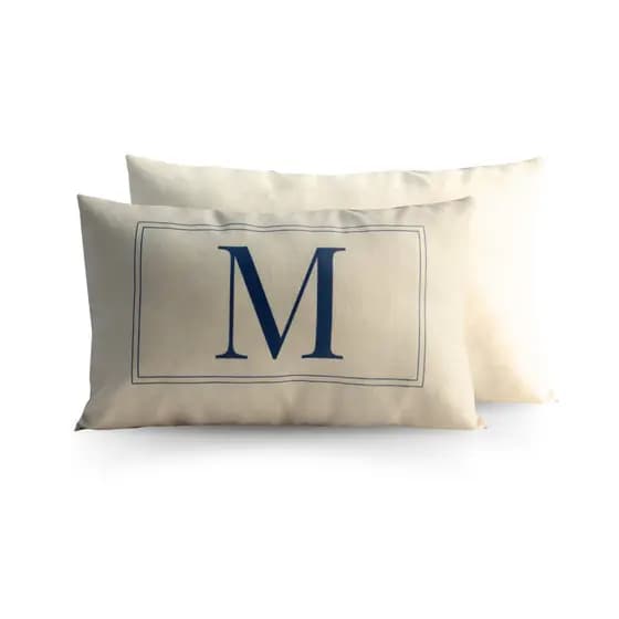 Kit 2 Capas Almofada Baguete Estampada Off White Personalizada Inicial ou Nome em Suede Alta Qualidade