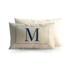 Kit 2 Capas Almofada Baguete Estampada Off White Personalizada Inicial ou Nome em Suede Alta Qualidade