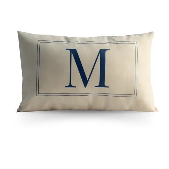 Capa Almofada Baguete Off White Estampada Personalizada Inicial ou Nome em Suede Alta Qualidade 1 pç