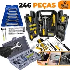 Kit Jogo de Ferramentas 246 Peças com Maleta Completa + Soquetes e Chave Fixa
