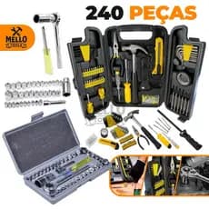 Jogo Kit de Ferramentas 240 Peças com Maleta Completa + Jogo De Soquetes