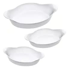 Assadeira Oval Vidro Marinex Opaline 3 Peças.