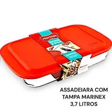 Assadaeira de Vidro Lasanheira  Marinex com Tampa Travessa 3,7 litros Forno Airfray Micro-ondas