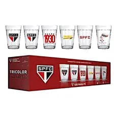 Copo De Vidro Americano Oficial 190ml São Paulo Conjunto Com 6 unidades