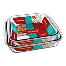 Kit 2 Assadeira forma lasanheira De Vidro Quadrada Travessa  Marinex 1.8 E 1.1 litros