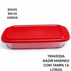 Travessa assadeira de vidro retangular com tampa Nadir Marinex  Refratario 1.6 Litros