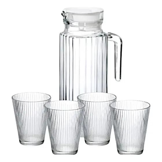 Conjunto Jarra De Vidro Mais 4 Copos De 240ml